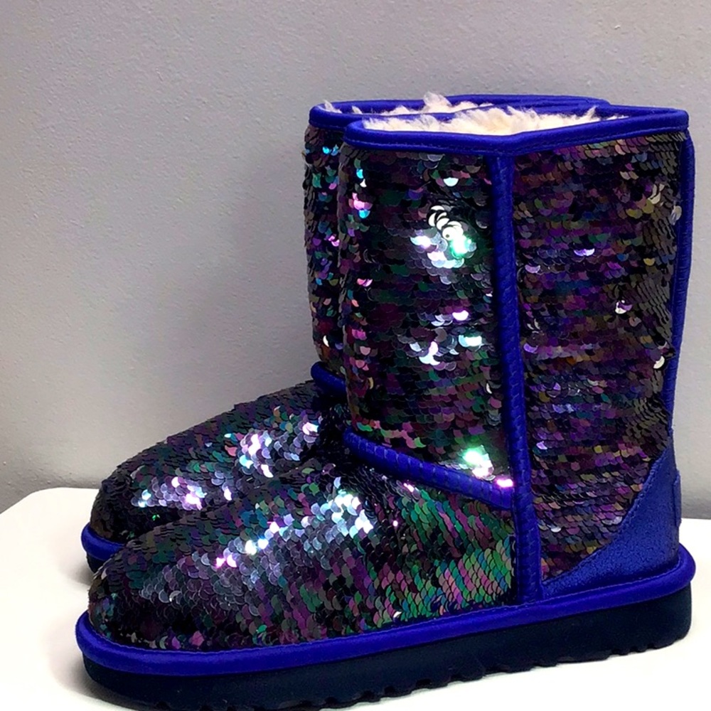 UGG BLUE SEQUIN ANKLE BOOTS SIZE 6